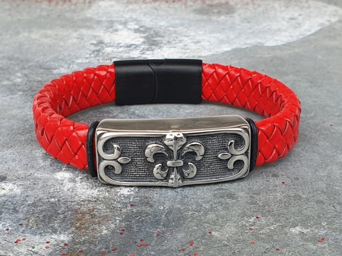 Leer rood fleur de lis