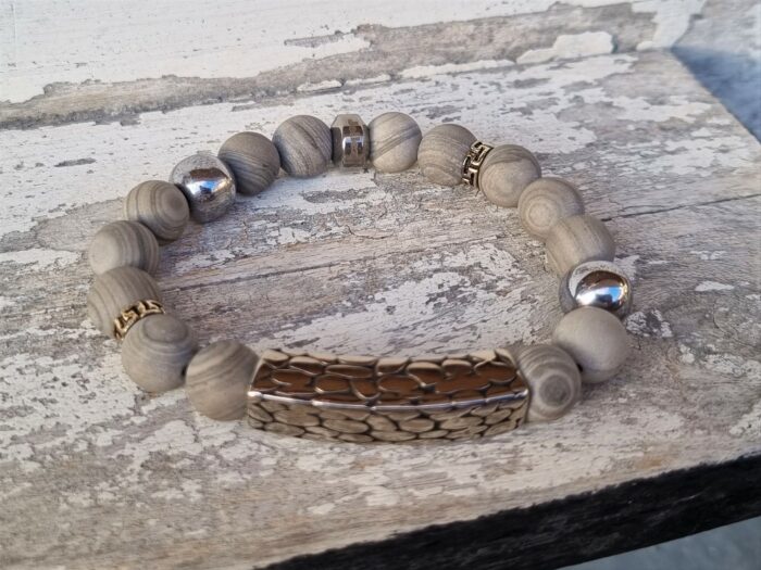 Natuurstenen armband grijs